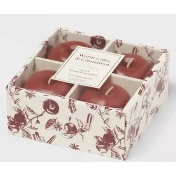 Apple Shape Candles Warm Cider & Cinnamon Scent Threshold set of 4 Cozy NEW‎ - Picture 1 of 5